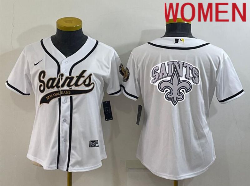 Women New Orleans Saints Blank White 2022 Nike Co branded NFL Jerseys1